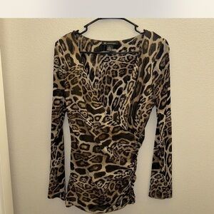 International concepts Brown and Black Fitted Ruched Blouse